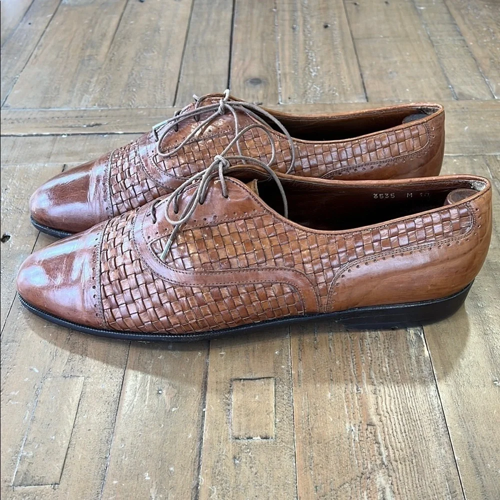 Cole Haan bergamo vintage Brown Leather Woven Men's Shoes